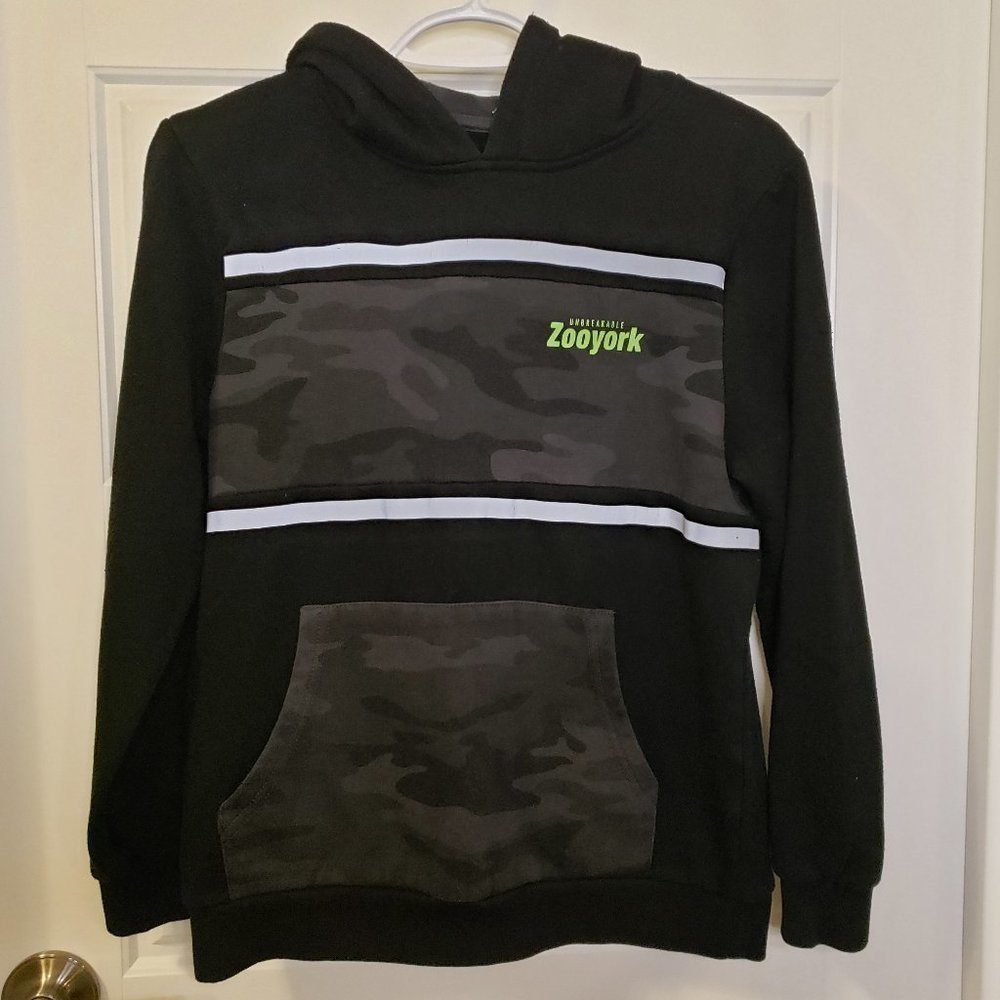 ZOOYORK Black Camo Grey Lime Green Hooded Sweatshirt - Youth Size: Large or 14